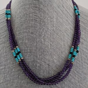 24" strand amethyst turquoise sterling silver